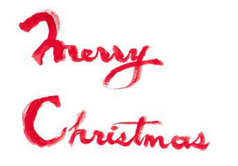 MerryChristmas　手書き水彩の赤い文字