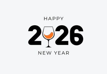 “2026 Happy New Year Modern Typography Design – Festive Banner, Poster and Greeting Template”
