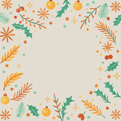 Obraz premium Festive christmas and new year border design with pine branches and ornaments