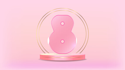 March 8 International Womens Day Celebrate holiday. Symbol of equality strength and femininity. For marketing banner social media and campaign. Vector illustration.