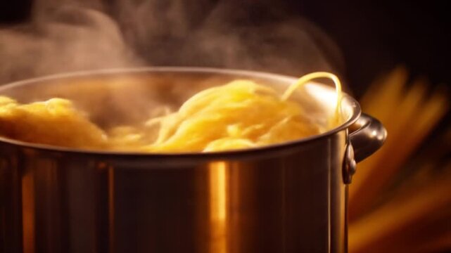 A metal pot pours glossy melted cheese with stringy ribbons rising in a warm amber glow,so steaming