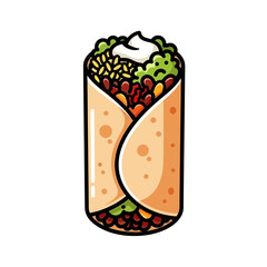 Colorful vegetable wrap with fresh greens beans and diced ingredients