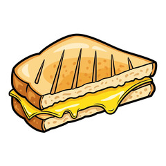 Delicious breakfast sandwich featuring toasted bread melted cheese and egg in