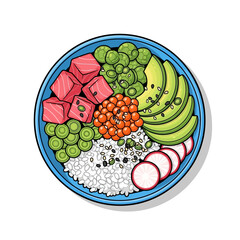 Vibrant and Fresh Assorted Fruit and Vegetable Salad Bowl with Colorful