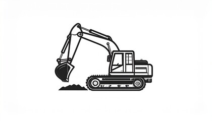 Illustration of a construction excavator digging dirt on a white background