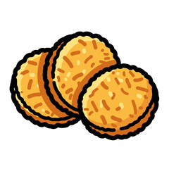 Assorted crispy baked cookies with golden-brown edges and textured surface