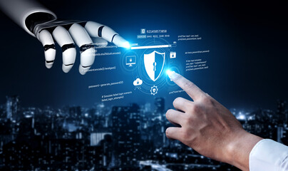 AI artificial intelligence strengthens cybersecurity with intelligent threat detection, virtual...