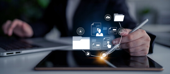 Document management system for secure file storage, organized access, and efficient digital workflow including verification, upload, analytics, and approval process Latch