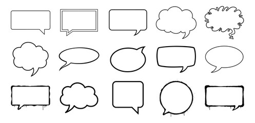 Obraz premium Set of comic-style speech bubbles, black and white
