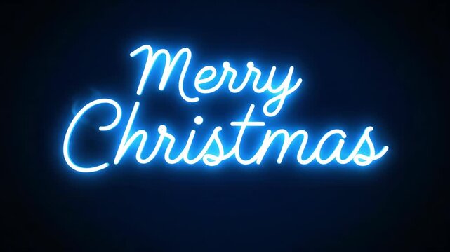 Blue neon sign saying merry christmas on dark background merry christmas