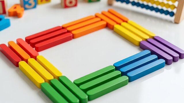 Colorful Wooden Blocks Forming a Frame