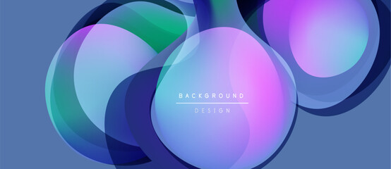 Abstract fluid shapes overlap, creating vibrant color gradients. Design features smooth transitions, modern aesthetic. Background suggests digital art.