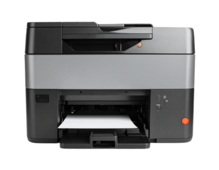 Modern Thermal Printer for Labels and Receipts, Front View with Visible Paper Slot, isolated on transparent background
