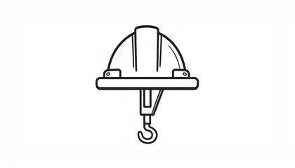 Construction hard hat with a hook, symbolizing safety equipment and industrial work in the building sector