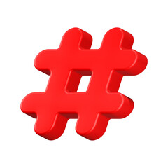 Obraz premium 3d rendering icon hashtag or trending red color