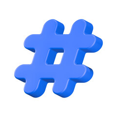 hashtag or trending 3d rendering icon blue color