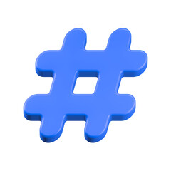 3drendering icon hashtag or trending blue color