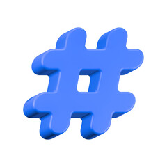 3d rendering icon hashtag or trending blue color