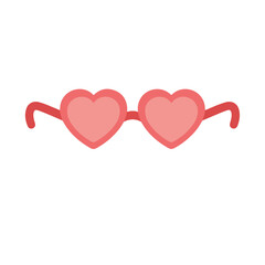 A pair of pink heart-shaped sunglasses with a white background.