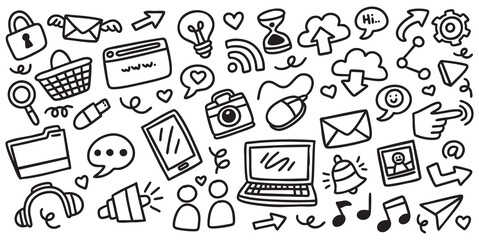 Hand drawn social media element doodle vector illustration