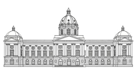 Classical building facade with domes and columns © ahmad