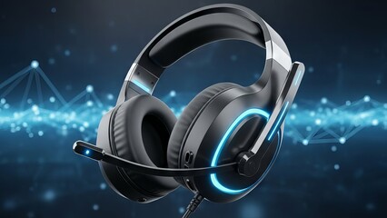 Gaming Headset with Microphone and Blue Lighting