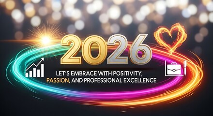 New year 2026 celebration with positive vibes and growth symbols