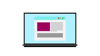 Laptop with Website Interface Vector Illustration
