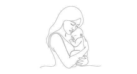 Mother holding newborn baby, love and care