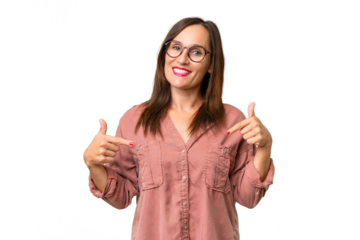 Middle-aged caucasian woman over isolated background proud and self-satisfied