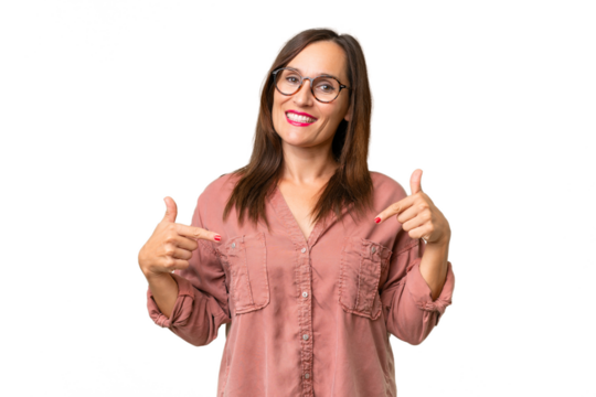 Middle-aged caucasian woman over isolated background proud and self-satisfied - Powered by Adobe