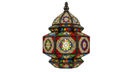 Detailed stained glass lantern illustration isolated on transparent background