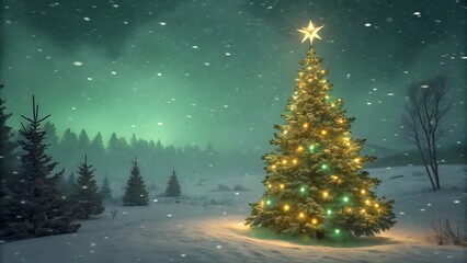 Obraz premium christmas tree in the snow