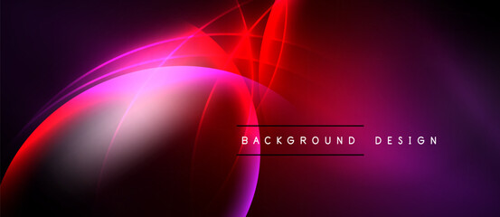 Abstract background features vibrant pink, purple hues. Dynamic lines create modern, energetic visual effect. Minimalist text present.