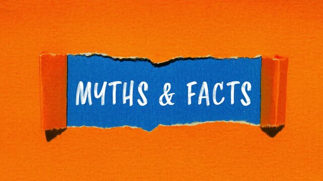 Myths and facts message writing on ripped torn paper background