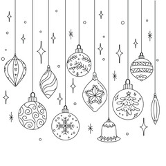 Minimal line art Christmas hanging ornaments collection