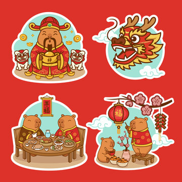 Cute Chinese New Year Celebration Stickers Collection