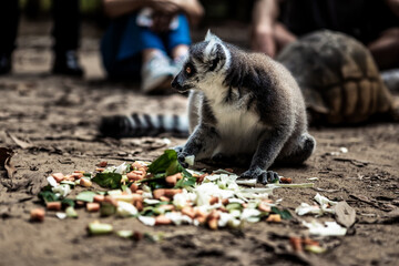 Fototapeta premium A small, beautiful lemur. A wild animal.