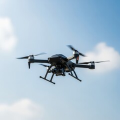 Fototapeta premium Modern Drone Capturing Aerial Views in Blue Sky