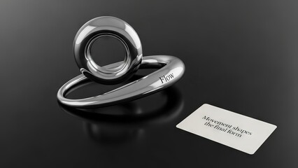 Modern Metal Sculpture with 'Flow' Engraving