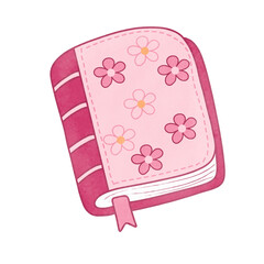 Cute Pink Floral Notebook With Bookmark Ribbon