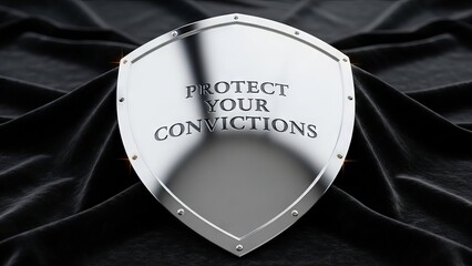 Silver Shield With Protect Your Convictions Engraving