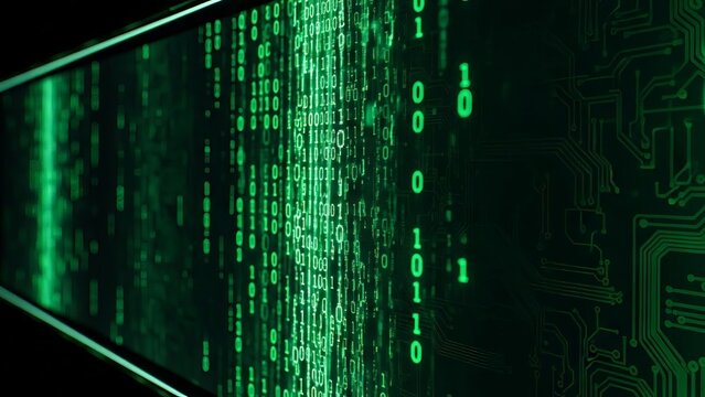 Streaming Green Binary Code Data Stream