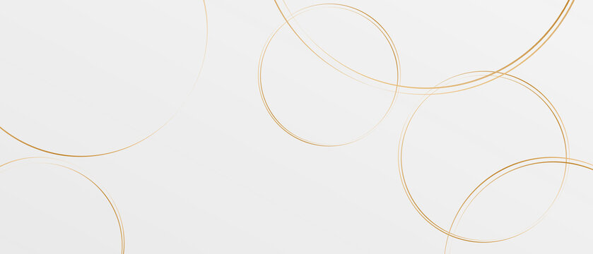 Abstract circle papercut layer white background with gold line effect