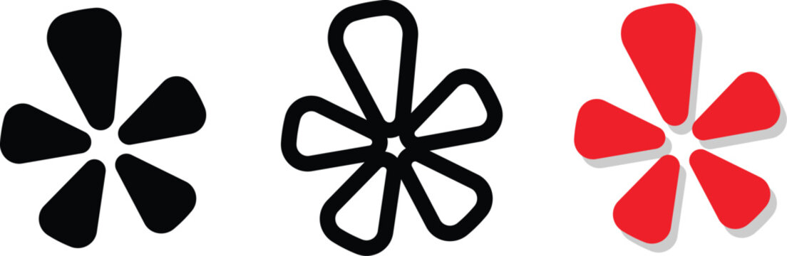 Yelp App Logo and Red and Black Transparent Background, Editorial Use Only. Yelp App Logo Icon Variations Set. yelp, web, icon, red, symbol, yelp logo, yelp icon.