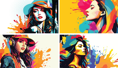 Colorful Modern Female Portrait Art