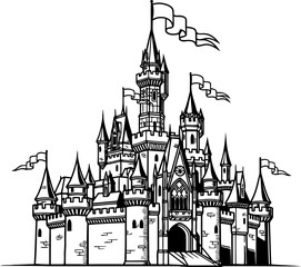 Obraz premium dreamweavers citadel an enchanting gateway to timeless tales and imaginations realm, isolated on transparent background