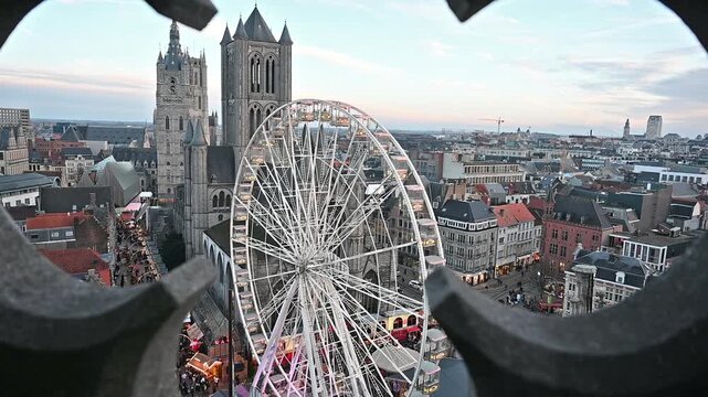 Christmas Market in Ghent from Above