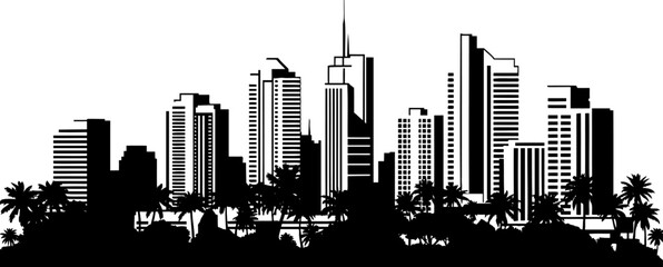 Fototapeta premium tropical metropolis where urban ambition embraces lush coastal serenity, isolated on transparent background
