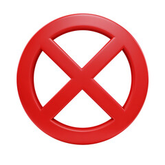 Obraz premium Iconic red x symbol circled represents stop or danger warning message in graphic design and digital media transparent background